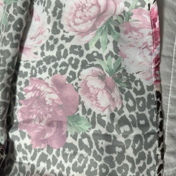 Guess M-L Brown Pink Animal Print Peony Floral Button Front Long Sleeve Blouse - Picture 13 of 13
